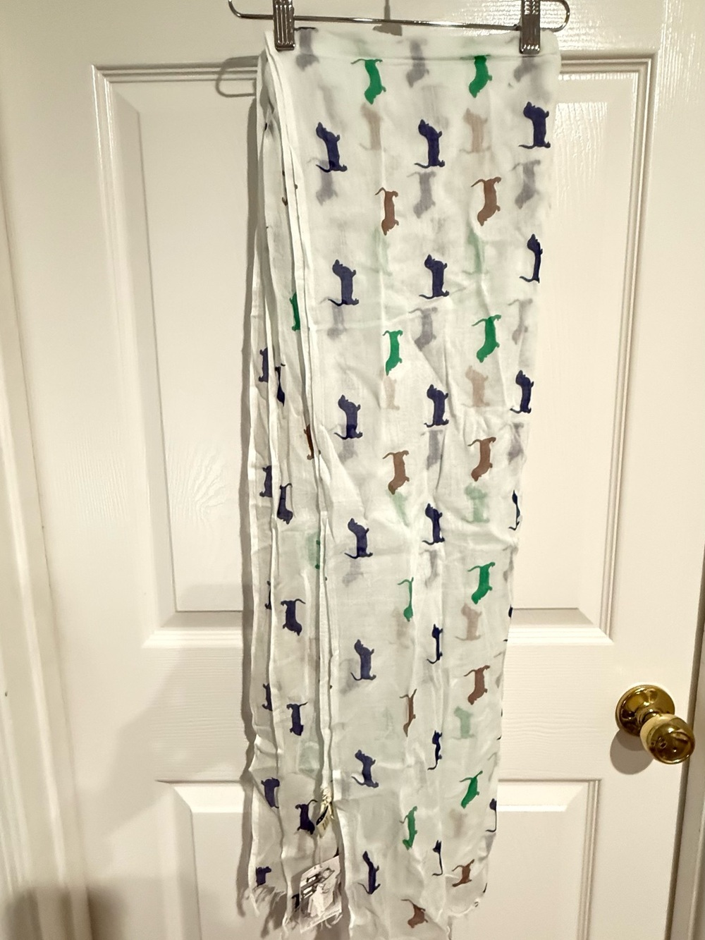 White Dashund Print Lightweight Scarf - Multi-Color
